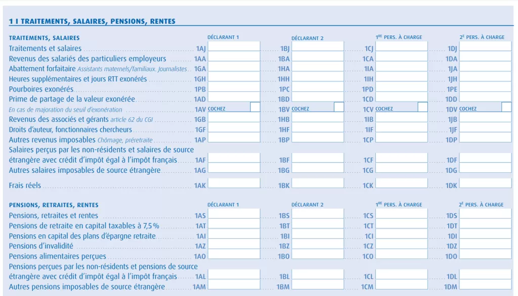 Formulaire 2024 - Revenus